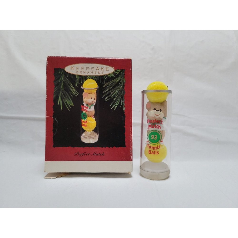 1993 Hallmark  Christmas Ornament Perfect Match Fuzzy Tennis Mouse